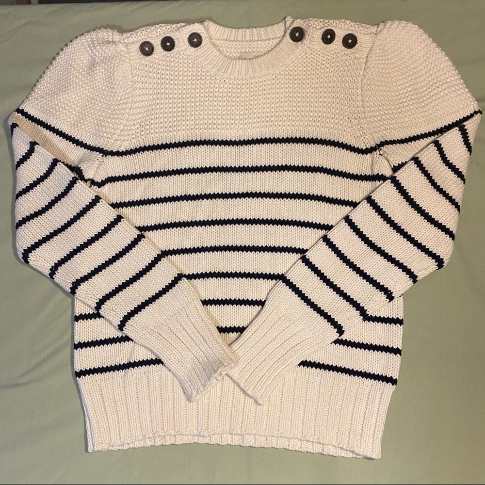 La Vie Rebecca Taylor Striped Button Sweater L